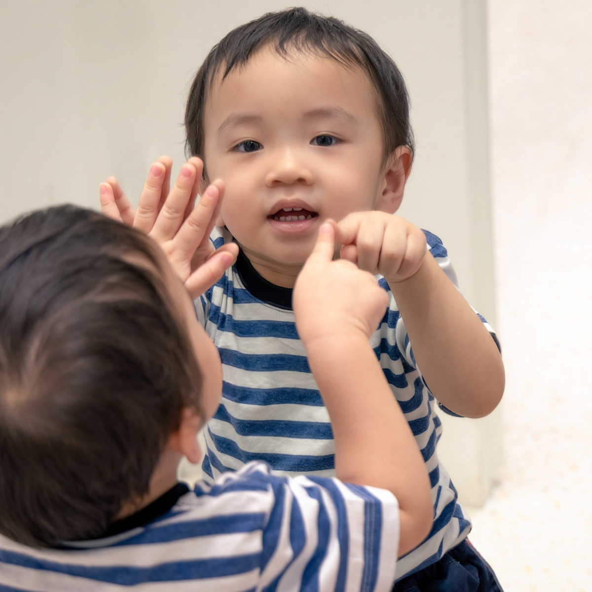 Toddler Boy Practices His Crying Skills in the Mirror for Maximum Effect -  WeHaveKids, image size:1200x1200